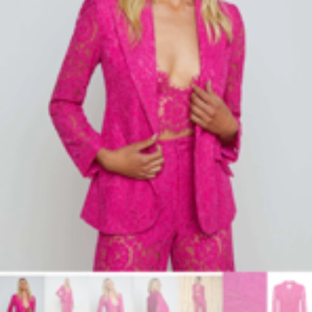 L'agence Livvy Lace Trouser size 4 and Chamberlain Lace blazer size 6 Light ruby